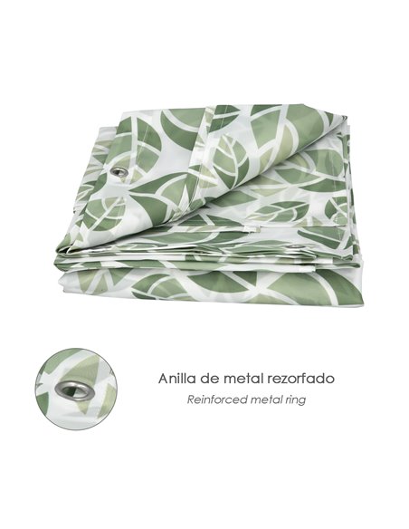 Cortina Ducha Hojas Verdes 180x200 cm. Impermeable