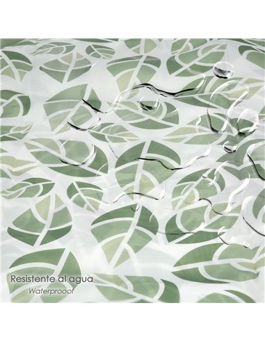 Cortina Ducha Hojas Verdes 180x200 cm. Impermeable