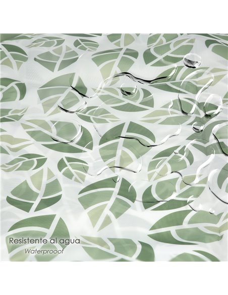 Cortina Ducha Hojas Verdes 180x200 cm. Impermeable