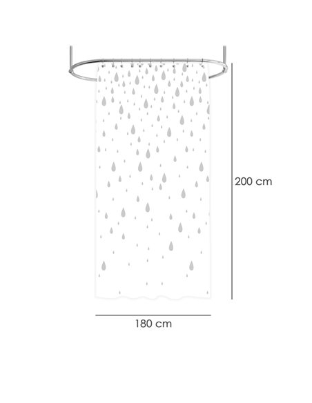 Cortina Ducha Gotas Gris 180x200 cm. Impermeable