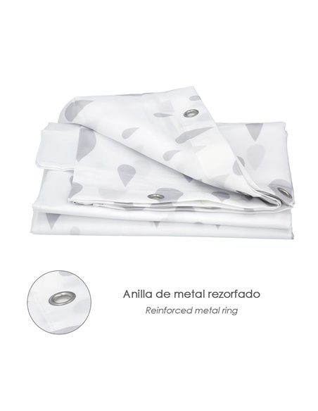 Cortina Ducha Gotas Gris 180x200 cm. Impermeable