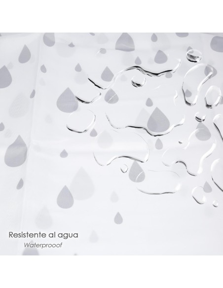 Cortina Ducha Gotas Gris 180x200 cm. Impermeable