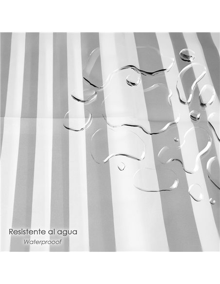 Cortina Ducha Rayas Blancas 180x200 cm. Impermeable