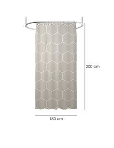 Cortina Ducha Formas Geometricas Beige 180x200 cm. Impermeable 2