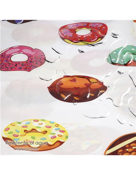 Cortina Ducha Donuts 180x200 cm. Impermeable