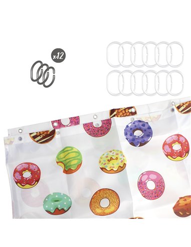 Cortina Ducha Donuts 180x200 cm. Impermeable