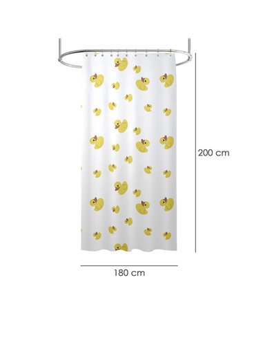 Cortina Ducha Patitos 180x200 cm. Impermeable