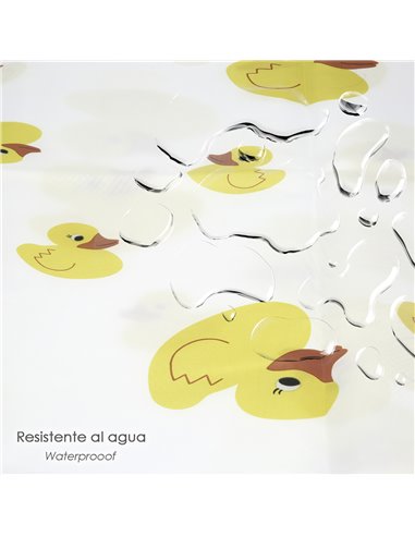 Cortina Ducha Patitos 180x200 cm. Impermeable
