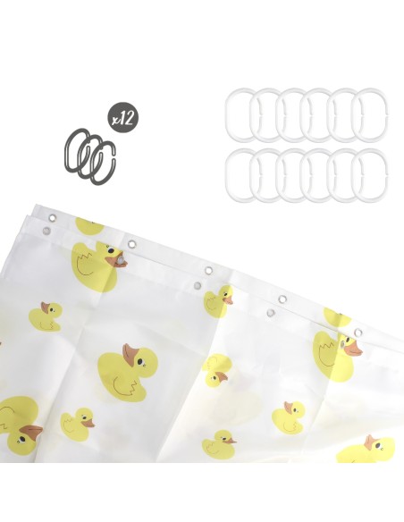 Cortina Ducha Patitos 180x200 cm. Impermeable