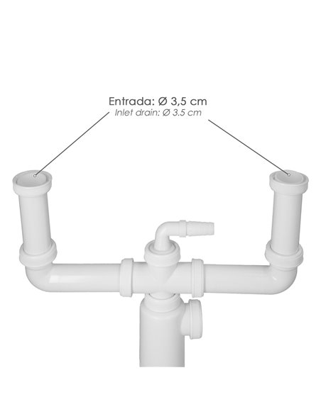 Sifon Doble Extensible Con Doble Evacuación. Salida 1 1/2" Salida Ø 40 mm.