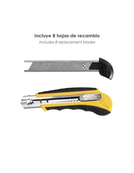 Cutter Profesional 18mm Con 8 Hojas Acero Sk5