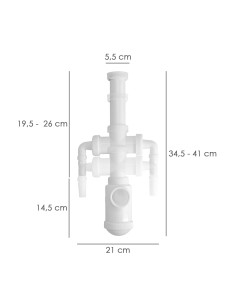 Sifon Botella Extensible 1 1/2"  Salida Ø 40mm  2 Tomas Lavadora 2