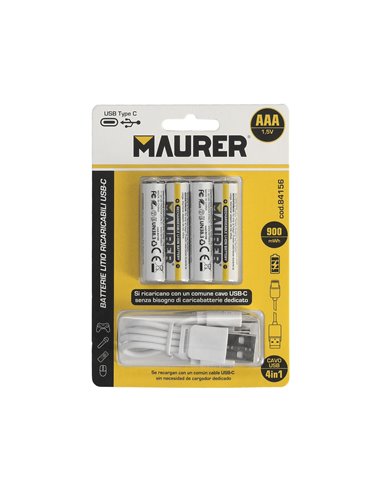 Pila AAA 1,5v Recargable Por Usb-c (4 unidades)