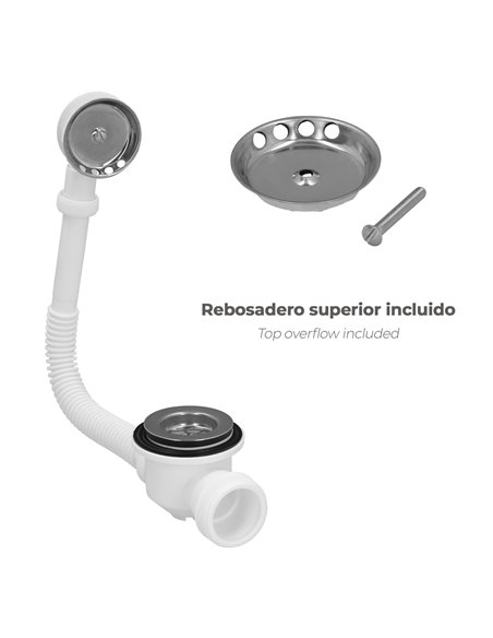 Sifon Bañera Con Rebosadero Salida Orientable1 1/2