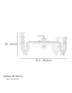 Sifon Doble Con Racor 1 1/2" Salida Ø 40 Mm Extralargo 2