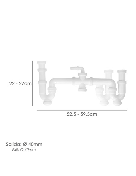 Sifon Doble Con Racor 1 1/2" Salida Ø 40 Mm Extralargo