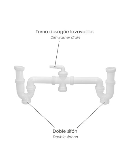 Sifon Doble Con Racor 1 1/2" Salida Ø 40 Mm Extralargo