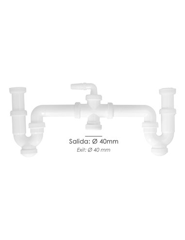 Sifon Doble Con Racor 1 1/2" Salida Ø 40 Mm Extralargo