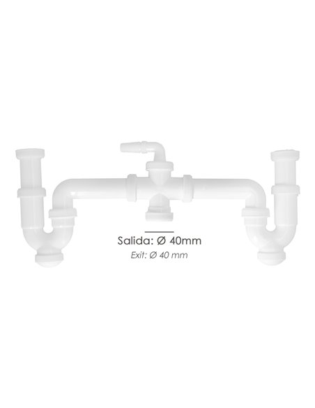Sifon Doble Con Racor 1 1/2" Salida Ø 40 Mm Extralargo