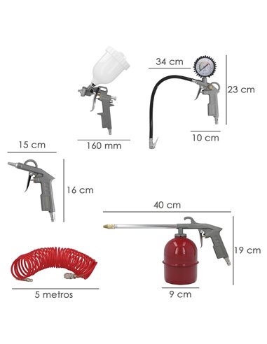Kit Accesorios Para Compresor Aire Comprimido 5 Piezas Con Click Rapido