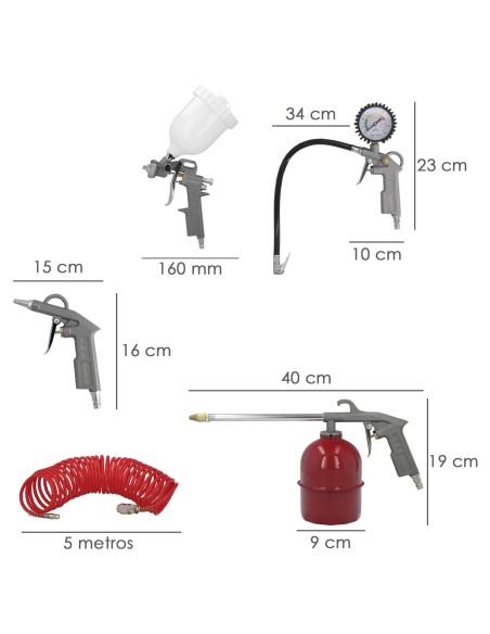 Kit Accesorios Para Compresor Aire Comprimido 5 Piezas Con Click Rapido