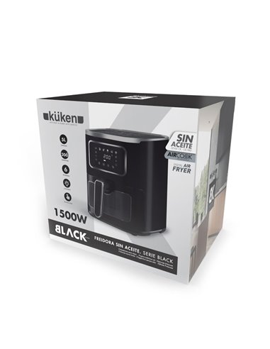 Freidora sin aceite negra digital 5 litros con ventana KÜKEN