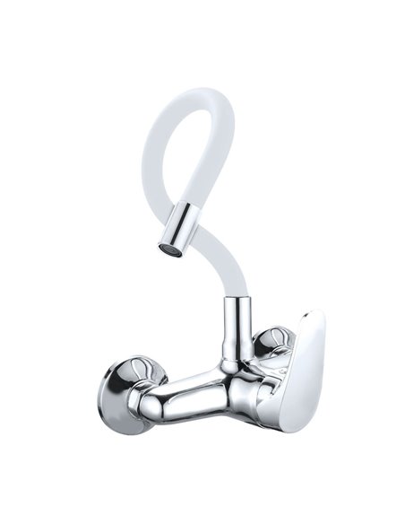 Monomando fregadera JAVA mural goma flexible blanco