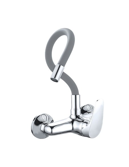 JAVA wall mounted sink mixer with flexible grey rubber