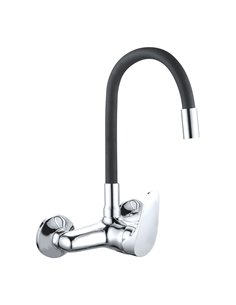 JAVA wall mounted sink mixer tap with flexible rubber black