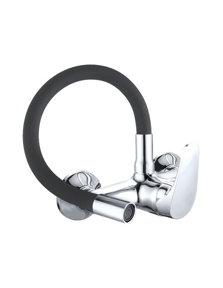 JAVA wall mounted sink mixer tap with flexible rubber black