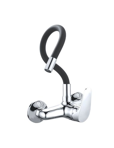 JAVA wall mounted sink mixer tap with flexible rubber black
