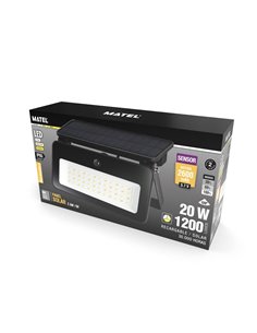 Projecteur solaire LED avec capteur CCT IP65 20W 2
