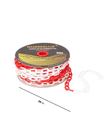 Cadena de plástico blanca y roja 25m NORMALUZ