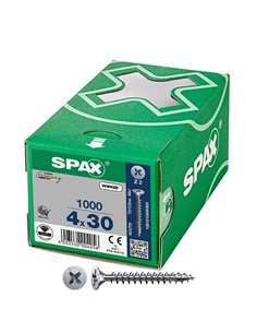 Caja de tornillo universal “Wirox” de cabeza plana Ø4x30mm (1000 unidades) SPAX
