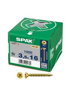 Caja de tornillo universal “Yellox” de cabeza plana Ø3,5x16mm (1000 unidades) SPAX