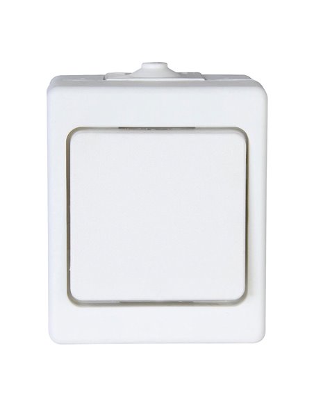 Interruptor bipolar de superficie color blanco 10AX 250V IP44 KOPP