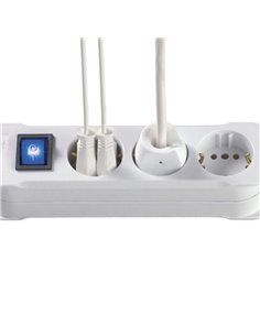 Prolongador de 3 tomas blanco con interruptor Duoversal Plus 16A 250V IP20 KOPP 2