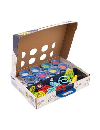 Maletín “Números” para niños con botes de pasta blanda de varios colores (8x59g) y moldes numéricos y matemáticos MILÁN