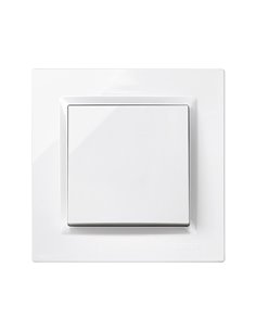 Conmutador de cruce blanco con marco “Serie 10” hecho en plástico 10AX 230V IP20 8,4x4,5x8,4cm SIMON