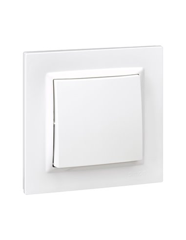 Conmutador de cruce blanco con marco “Serie 10” hecho en plástico 10AX 230V IP20 8,4x4,5x8,4cm SIMON