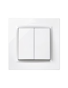Doble conmutador blanco con marco “Serie 10” hecho en plástico 10AX 230V IP20 8,4x4x8,4cm SIMON