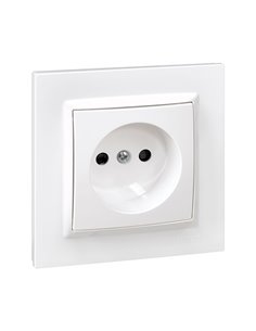 Enchufe bipolar blanco con marco “Serie 10” sin toma de tierra hecho en plástico 16A 230V IP20 8,4x4x8,4cm SIMON 2