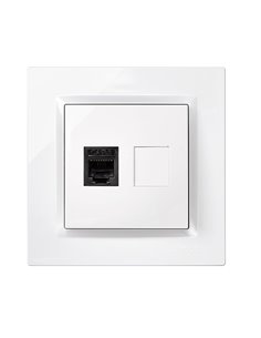 Toma de teléfono color blanco con marco “Serie 10” hecho en plástico 8,4x8x4cm SIMON 2