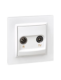 Toma de TV intermedia color blanco con marco “Serie 10” hecho en plástico IP20 8,4x4x8,4cm SIMON 2