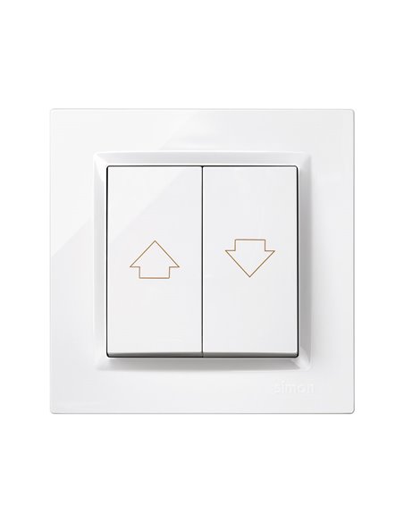 Pulsador para persianas blanco con marco “Serie 10” hecho en plástico 10A 250V IP20 8,5x3x8,5cm SIMON
