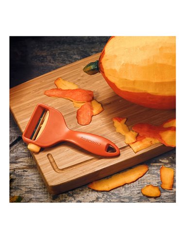 Pelador de calabaza “Presto Expert” ajustable color naranja fabricado en plástico resistente con cuchilla de acero inoxidable y 