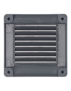 Rejilla de ventilación cuadrada con tapones y mosquitera fabricada en ABS de color gris 10x10x0,7cm EDM 2