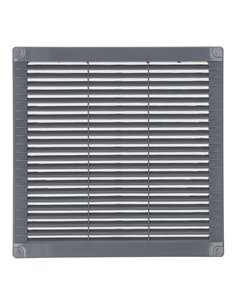 Rejilla de ventilación cuadrada con tapones y mosquitera fabricada en ABS de color gris 25x25x0,7cm EDM