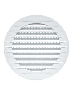 Rejilla de ventilación redonda empotrable con mosquitera fabricada en ABS de color blanco Ø10cm Ø13cm EDM