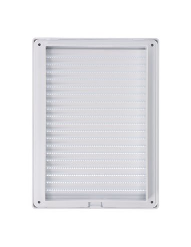Rejilla de ventilación rectangular empotrable de ABS con mosquitera color blanco 17x23cm EDM